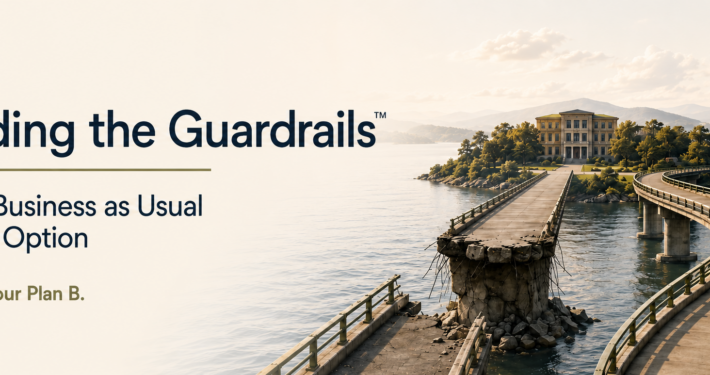 Building the Guardrails business continuity graphic showing an alternate route around a failed bridge