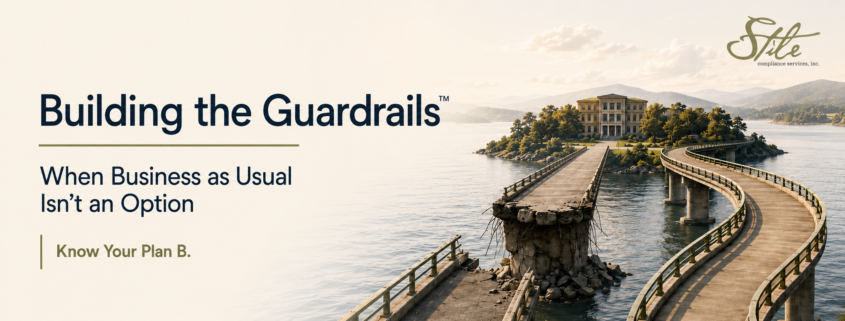 Building the Guardrails business continuity graphic showing an alternate route around a failed bridge